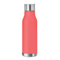 Drinkfles van gerecycled polyester, rubberen finish, 600 ml, transparant rood