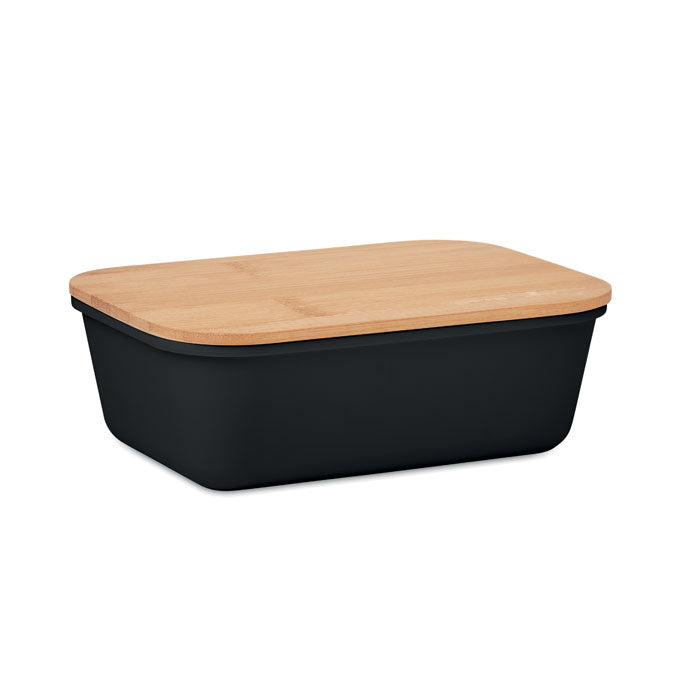 Lunchbox met bamboe deksel, 1 liter, zwart