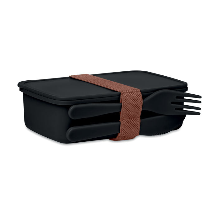 Lunchbox met bestek, zwart