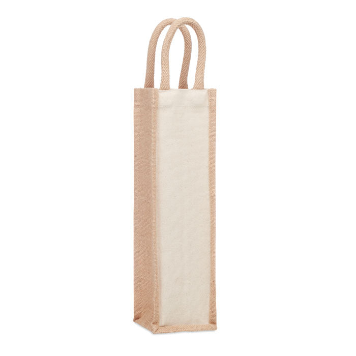 Wijngeschenktas van jute voor 1 fles, beige