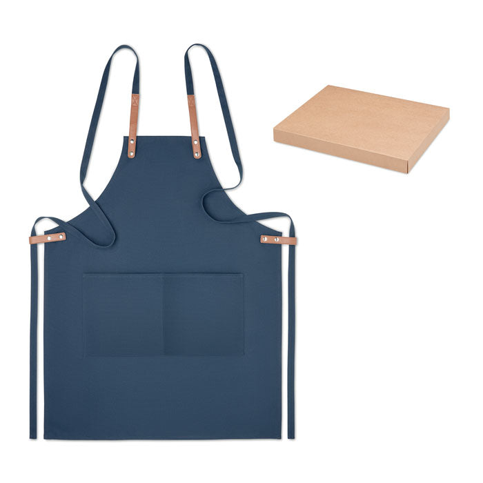 Keukenschort van organisch katoen, in kleur, blauw