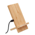 Draadloze oplader met telefoonstandaard van bamboe, hout