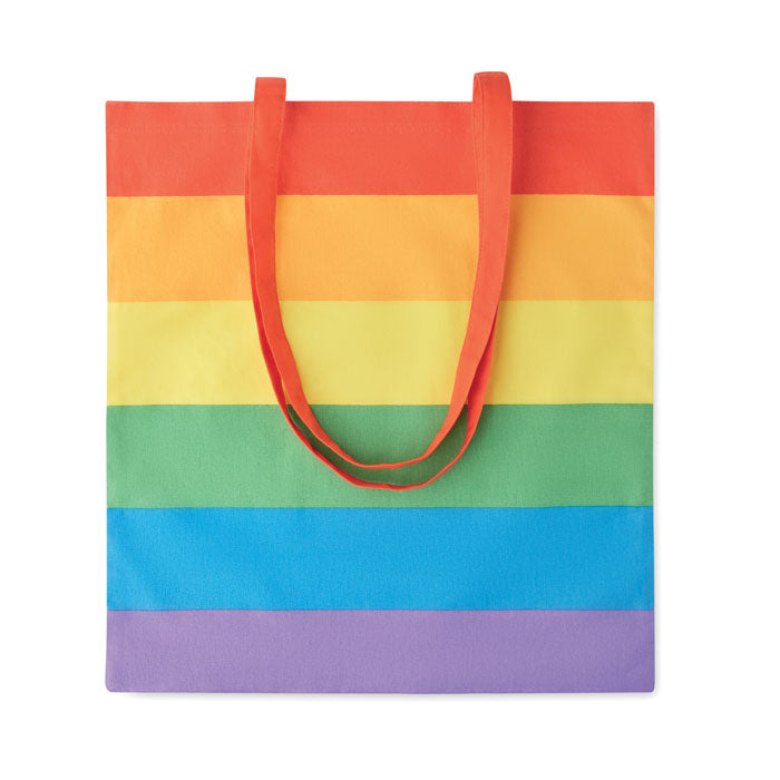 Boodschappentas van katoen met regenboogprint, multicolour
