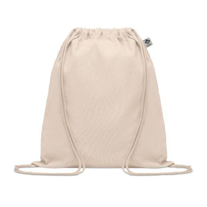 Rugtas met trekkoord van organisch katoen, beige
