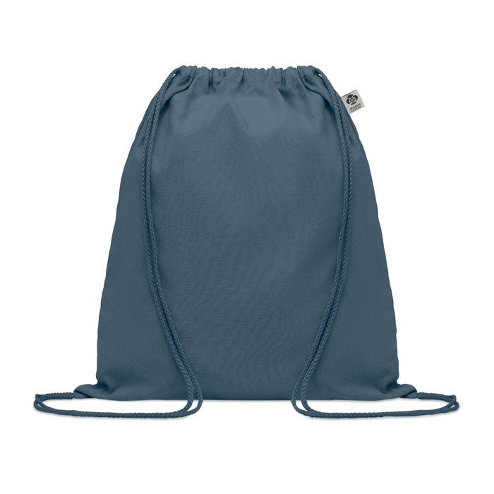 Rugtas met trekkoord van organisch katoen, in kleur, blauw