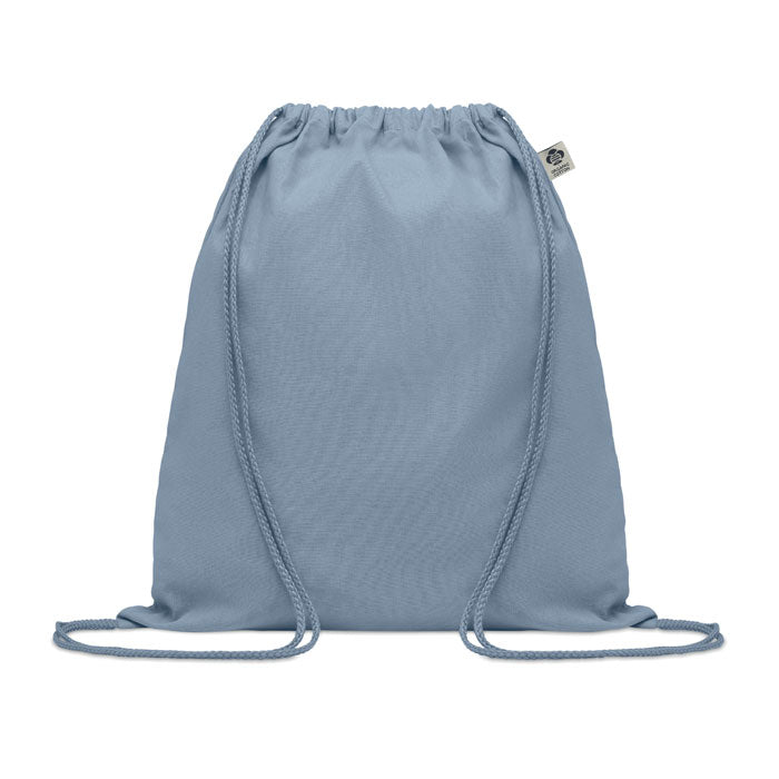 Rugtas met trekkoord van organisch katoen, in kleur, babyblauw