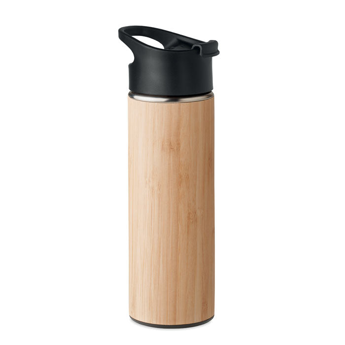 Isoleerfles met bamboe afwerking, 450 ml, hout