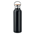 Isoleerfles met bamboe deksel, 750 ml, zwart