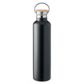 Isoleerfles met bamboe deksel, 1 liter, zwart