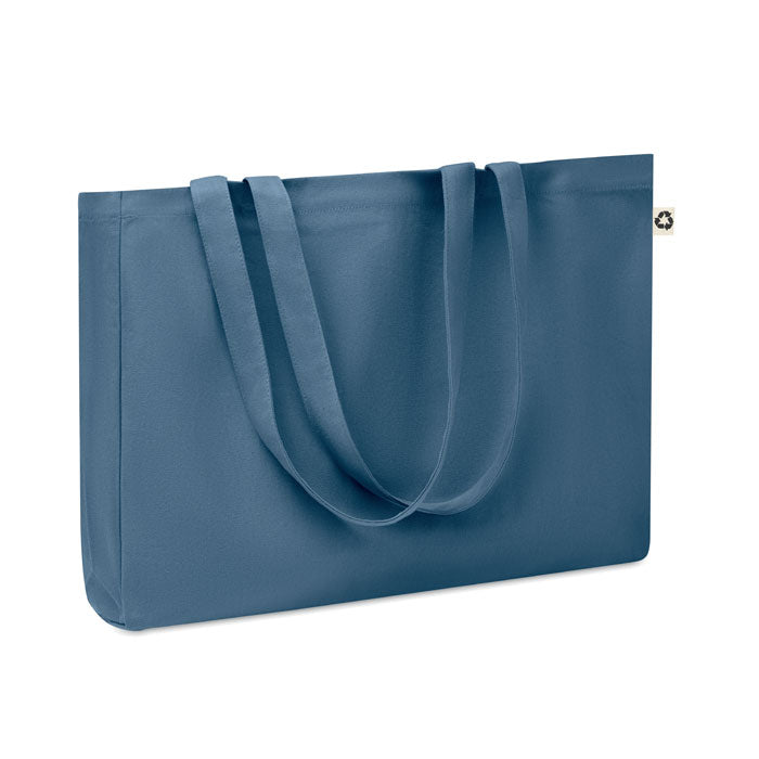 Boodschappen- en strandtas van gerecycled canvas, in kleur, blauw