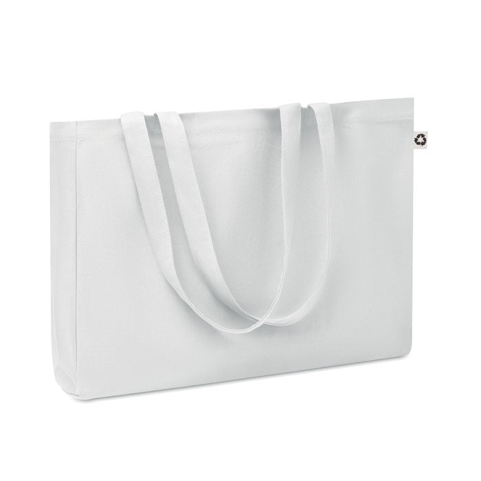Boodschappen- en strandtas van gerecycled canvas, in kleur, wit