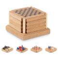 Onderzetters met 4 ingebouwde bordspellen, hout