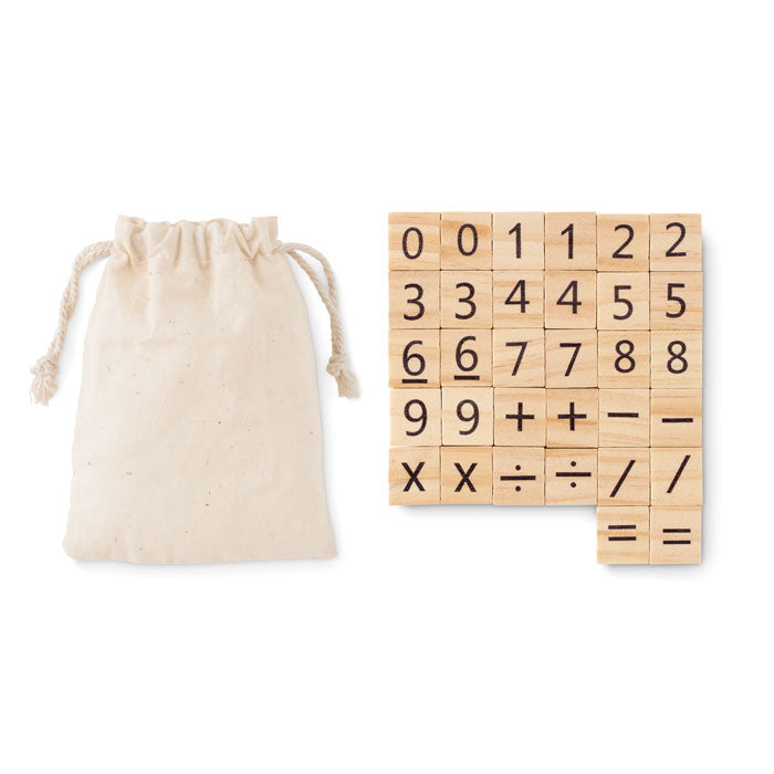 Educatief telspel van hout, beige
