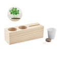 Bureaustandaard van hout met klaverzaadjes, hout