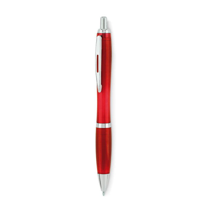 Balpen van gerecycled kunststof, transparant rood