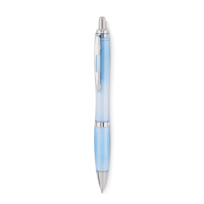 Balpen van gerecycled kunststof, transparant licht blauw