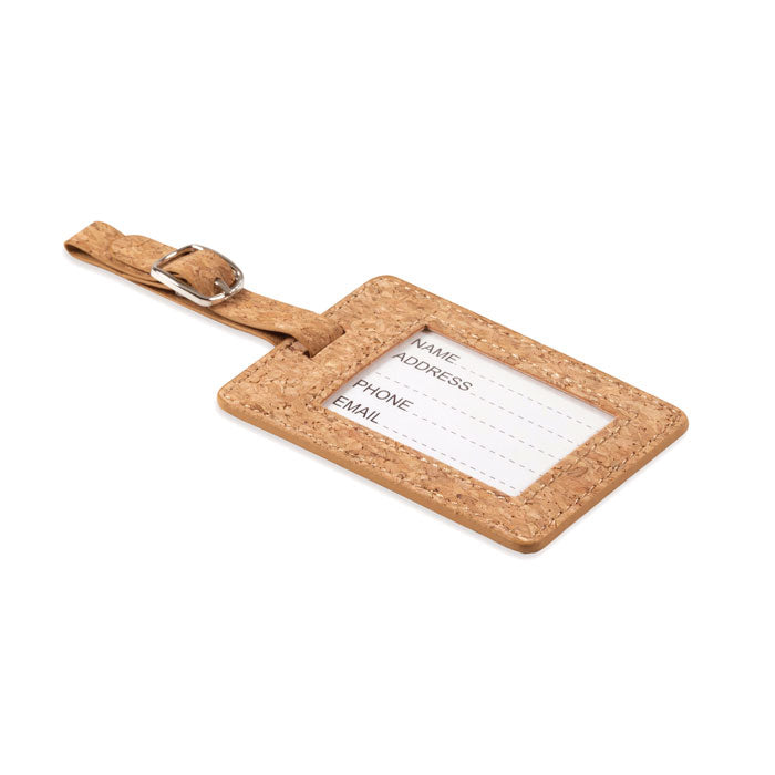 Bagagelabel van kurk, beige