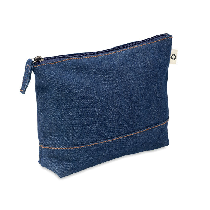 Toilettas van gerecycled denimkatoen, blauw
