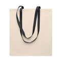 Boodschappentas van katoen met gekleurde hengsels, zwart