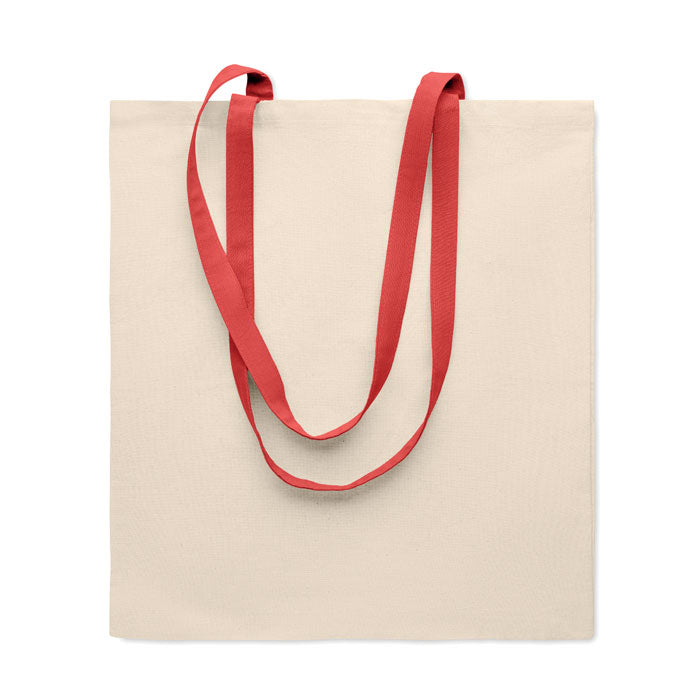 Boodschappentas van katoen met gekleurde hengsels, rood