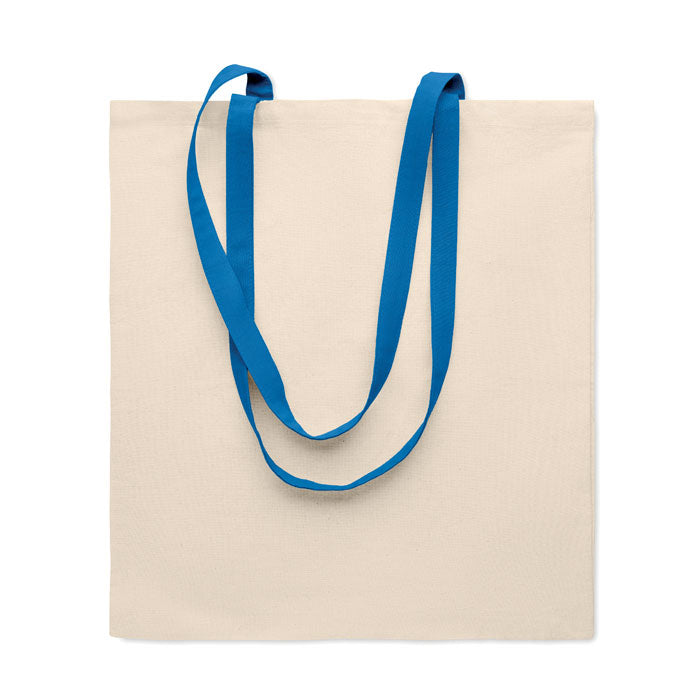 Boodschappentas van katoen met gekleurde hengsels, royal blauw