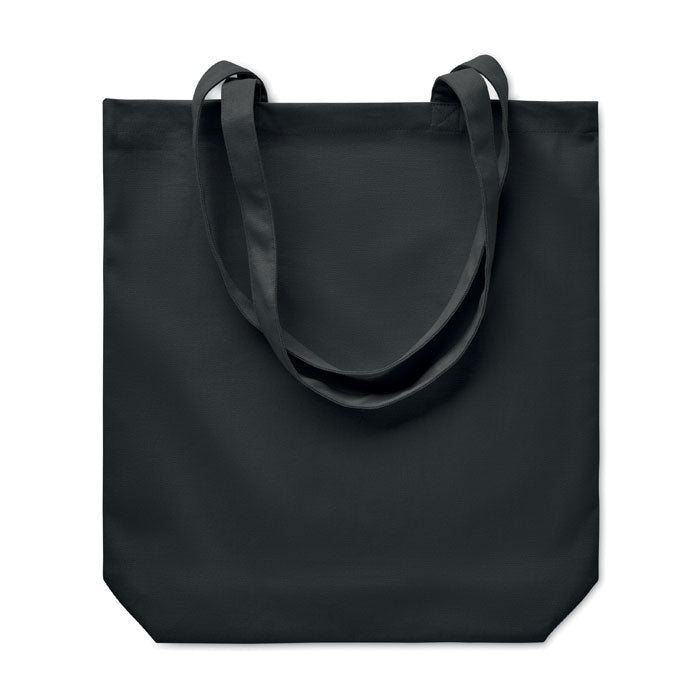 Canvas boodschappentas met gekleurde hengsels, zwart