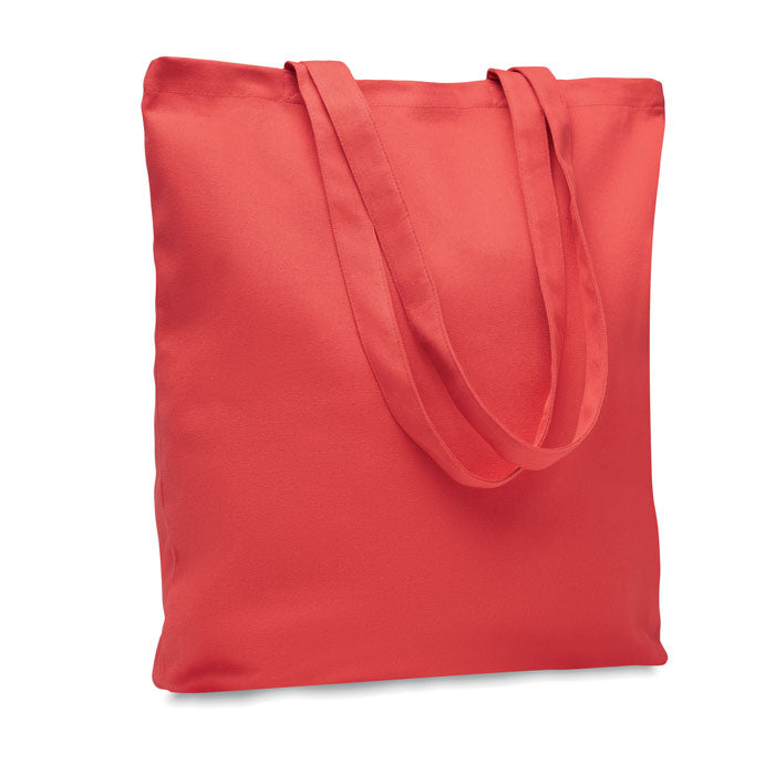 Canvas boodschappentas met gekleurde hengsels, rood