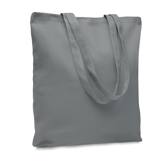 Canvas boodschappentas met gekleurde hengsels, grijs