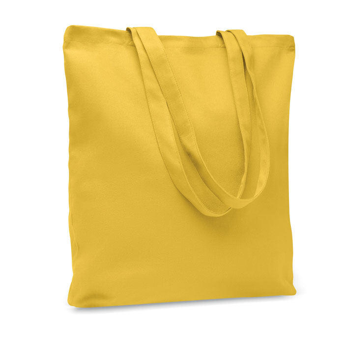 Canvas boodschappentas met gekleurde hengsels, geel