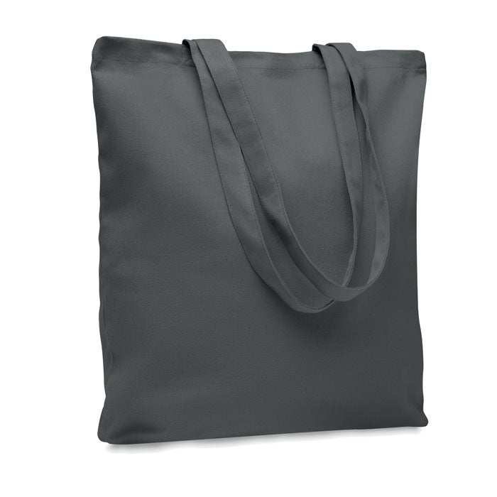 Canvas boodschappentas met gekleurde hengsels, steengrijs