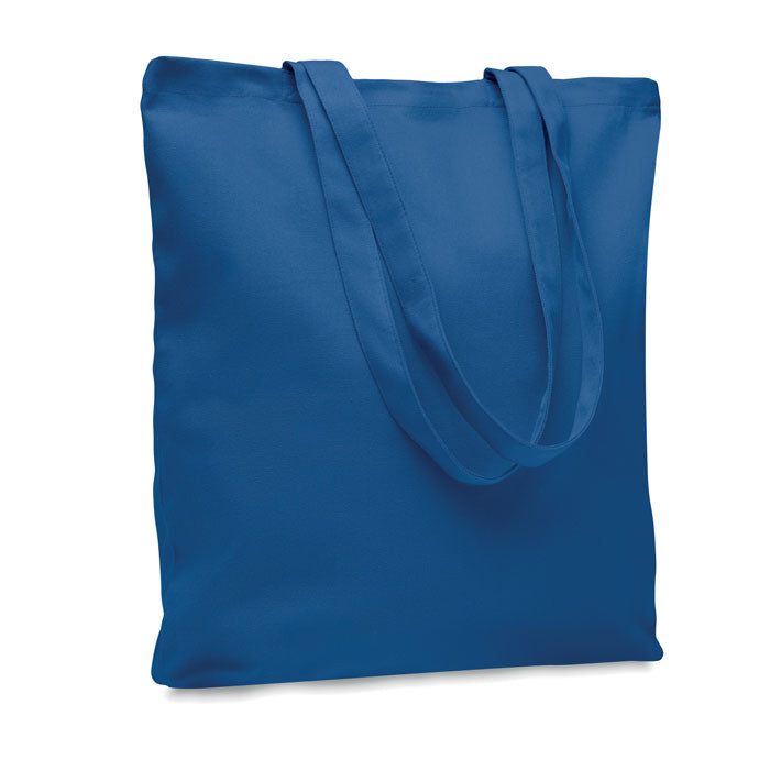 Canvas boodschappentas met gekleurde hengsels, royal blauw