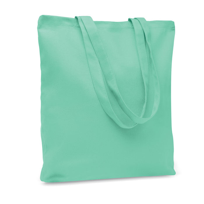 Canvas boodschappentas met gekleurde hengsels, mintgroen
