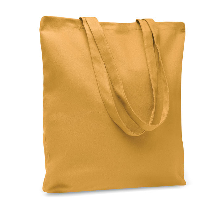 Canvas boodschappentas met gekleurde hengsels, ochre