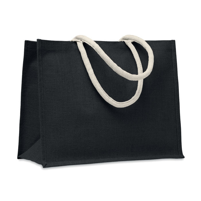 Jute boodschappen- en strandtas, zwart