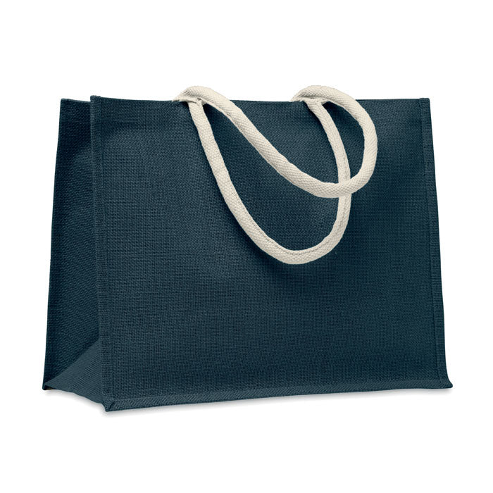Jute boodschappen- en strandtas, blauw