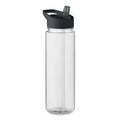 Drinkfles 650 ml van gerecycled PET met rietje, zwart