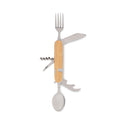 Campingbestek 5-in-1 in houten etui, hout