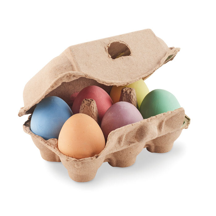 Stoepkrijt in eivorm, set van 6, beige