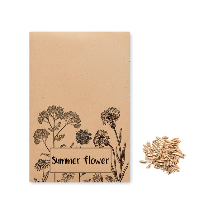 Zomerbloemzaden in kraft envelop, beige