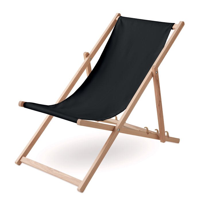 Opvouwbare strandstoel van hout, zwart