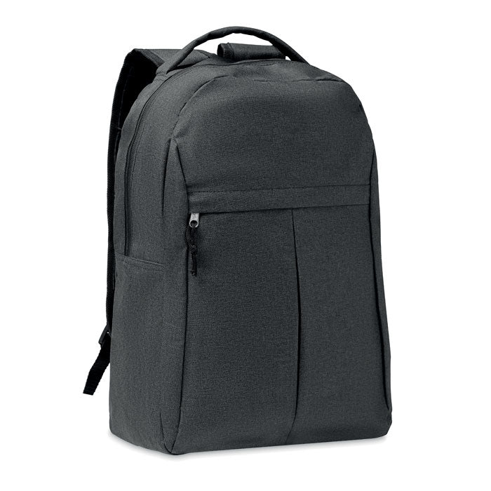 Rugzak van gerecycled polyester met voorvak, zwart