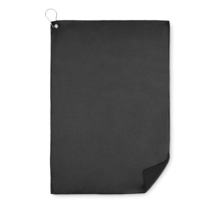 Golfhanddoek van gerecycled polyester, zwart