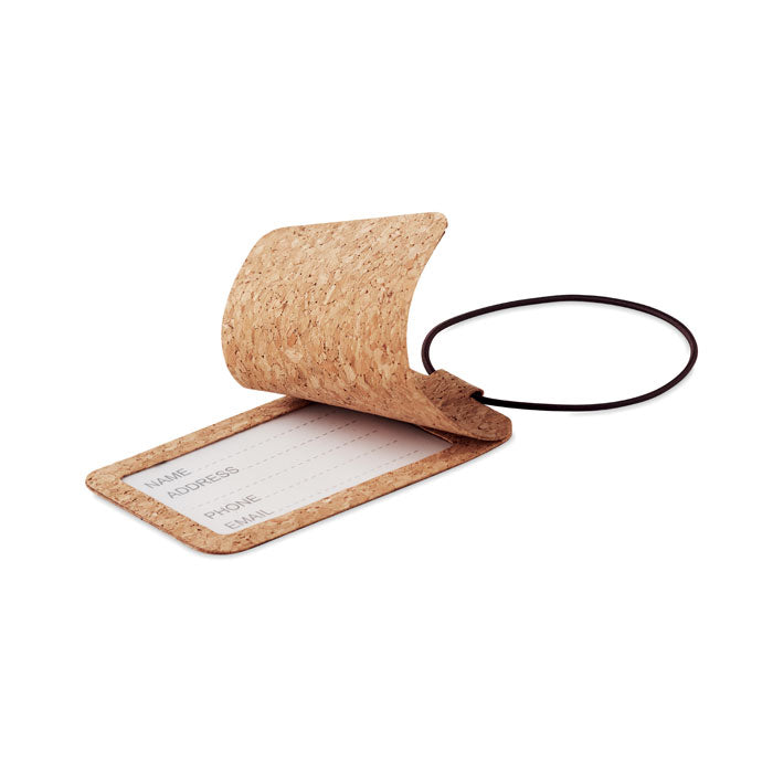 Bagagelabel van kurk, beige