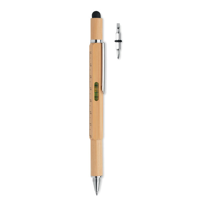 Waterpaspen van bamboe met liniaal en stylus, hout