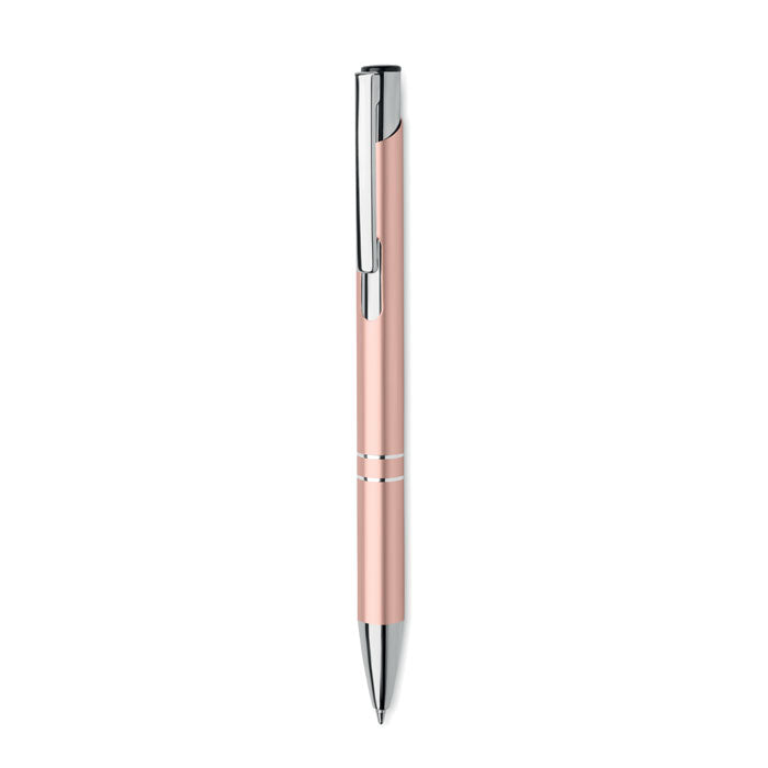 Balpen van gerecycled aluminium, slank model, beige/rood