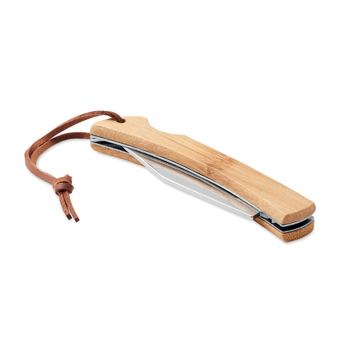 Opvouwbaar zakmes met bamboe handvat, hout
