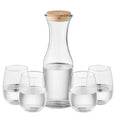 Drankenset van gerecycled glas, karaf met 4 glazen, transparant