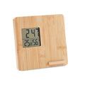 Draadloze oplader met klok en weerstation, bamboe, hout