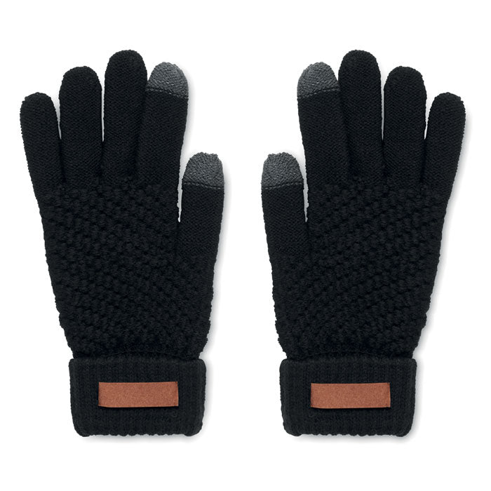 Touchscreen handschoenen van gerecycled polyester, zwart
