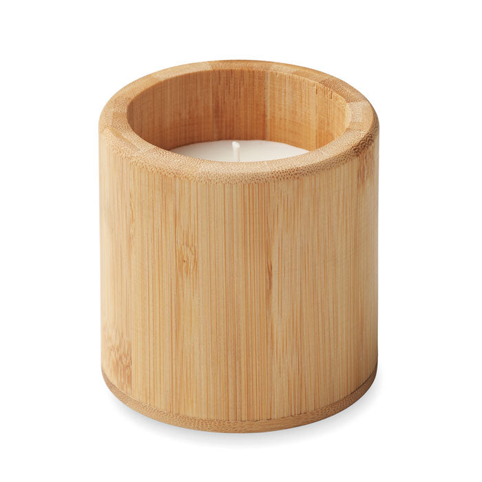 Vanille geurkaars in bamboe houder, hout